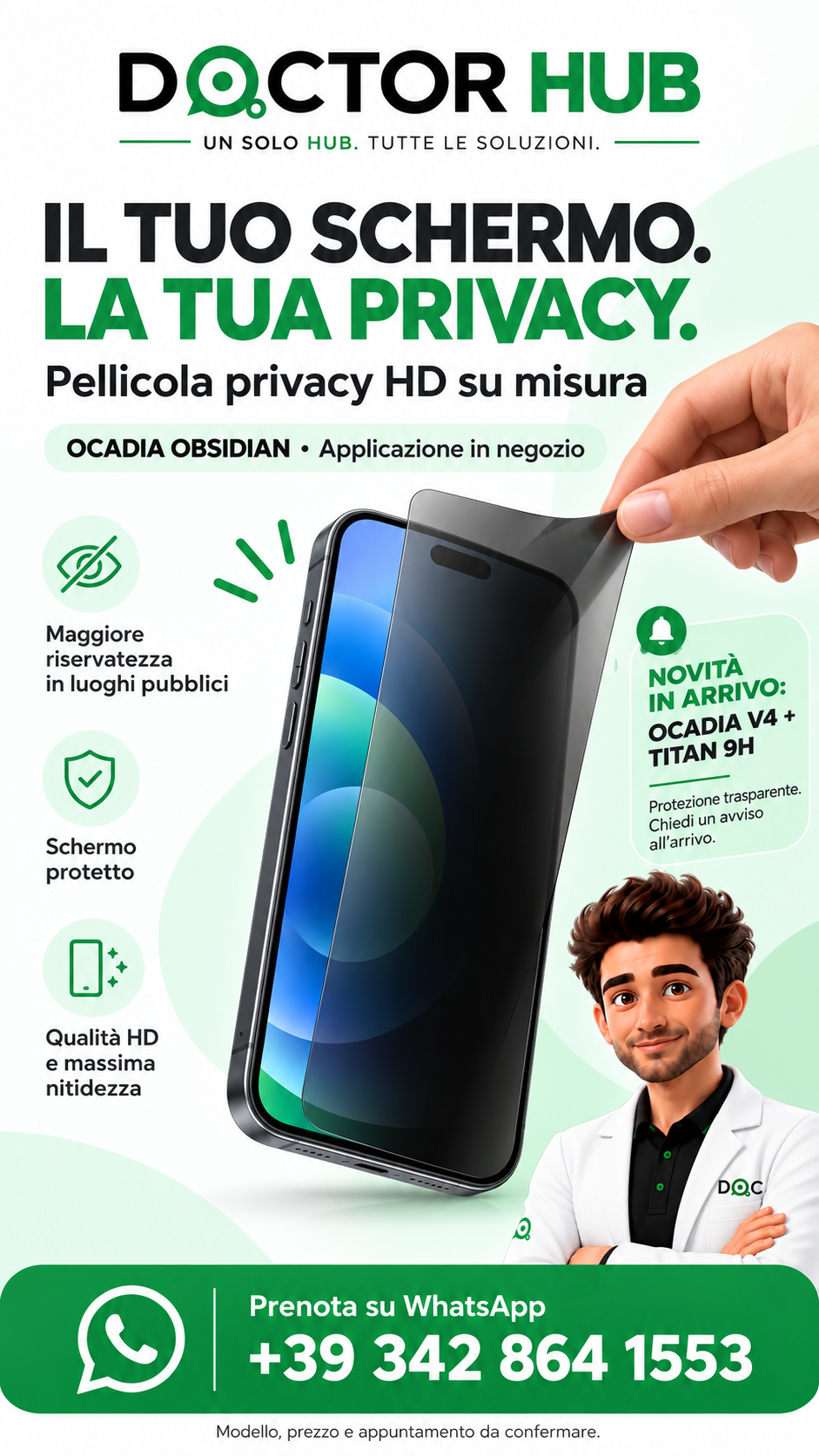 Pellicola privacy HD Ocadia Obsidian. Ocadia V4 e Titan 9H in arrivo.